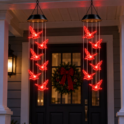 Lasca Cardinal Wind Chime Solar Garden Lights Waterproof Decorations outdoor Lights for Christmas Decor