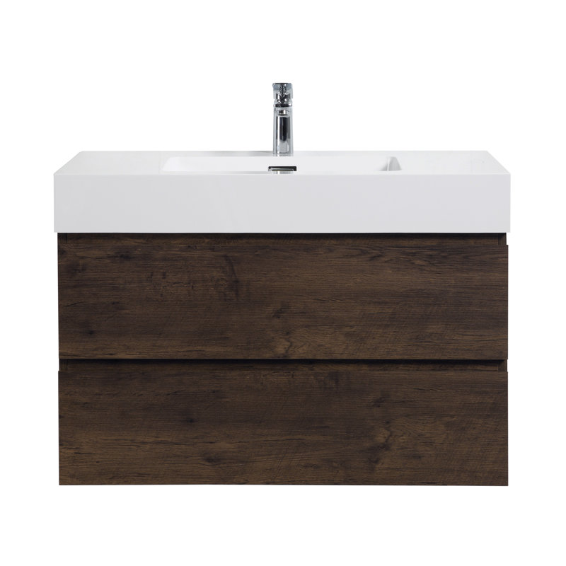 Meuble-lavabo de salle de bain avec lavabo, grand meuble-lavabo flottant mural
