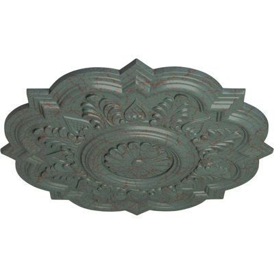 Endurathane Kepler Traditional Ceiling Medallion, 19 3/4"OD x 1 1/2"P (For Canopies up to 4 1/2"), Hand-Painted Pot of Cream Crackle Finish