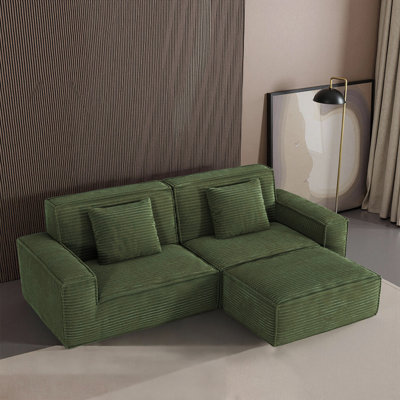 106.3 inch large striped compression sofa, modern style, living room and bedroom furniture, comfortable home style, vacuum compression, full sponge, high rebound straight row with foot pedal