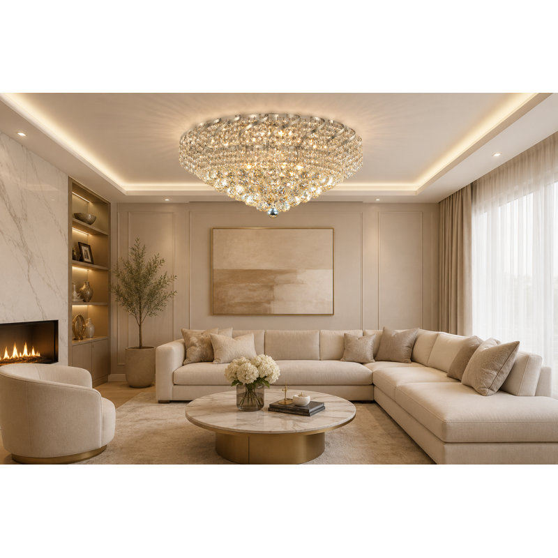 Lustre géométrique unique à 12 lumières Zofia, Chrome