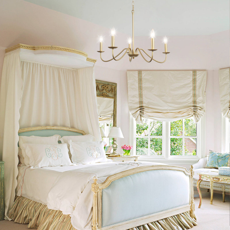 Valerie 5 - Light Candle Style Classic Chandelier, Gold