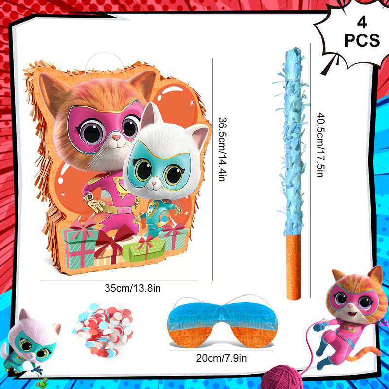 4 pièces Super Kitties Pinata, Super Kitties Pinatas Bundle