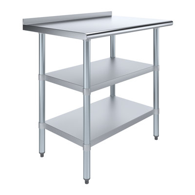 Stainless Steel Prep Table with 1.5" Backsplash and 2 Undershelves