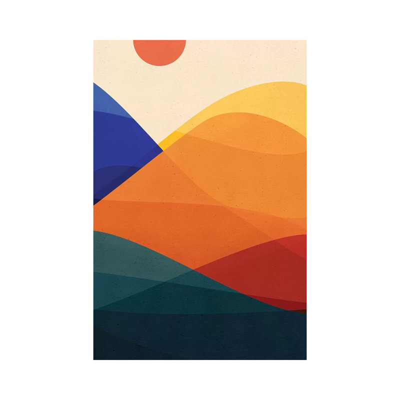 Montagnes méditative-impression d’art graphique, Pas de tapis, H 48 po x l 32 po x P 1,5 po, Toile tendue
