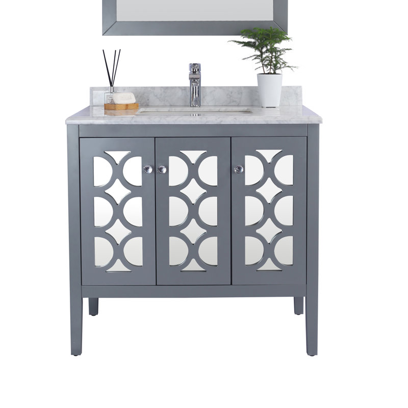 Ensemble de meuble-lavabo simple 36 po Caballero, Gris, Carrera blanche