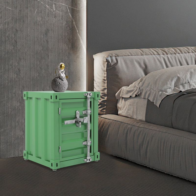 Industrial Style Iron Side Table, Green