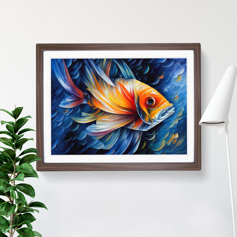 Awesome Fish - Framed Print, 34cm H x 46cm W x 2cm D, Walnut