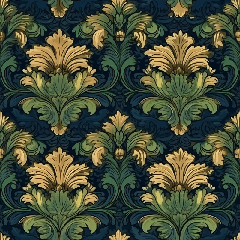 Polyester Comforter, Green/Blue Damask, Twin Extra Long Comforter