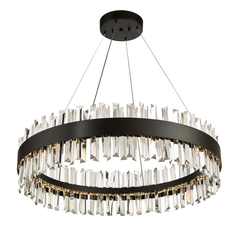 Luminaire suspendu tambour 1 lumière DEL unique, H 8 po x l 30 po x P 30 po, Noir