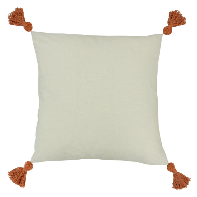 Geometric Square Cushion, Feathers, Coral
