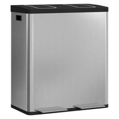 Poubelle de cuisine à deux compartiments - 2 poubelles à pédale en acier inoxydable 2 x 10,6 gallons (2 x 40L) - Couvercles à fermeture en douceur - Poubelle et bac de recyclage pour la cuisine, la maison, le bureau - Couleur: acier inoxydable noir
