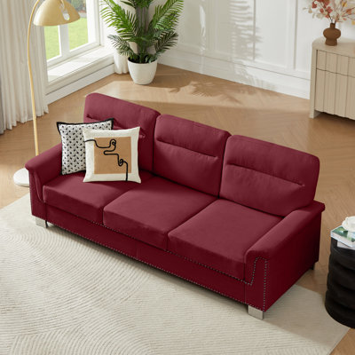 82" Modern Compressed Snowfleece Fabric 3-Seater Sofa