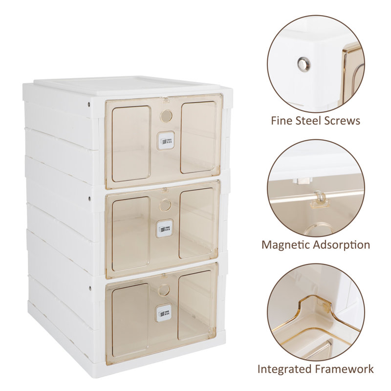 3 Pair Stackable Shoe Storage Cabinet