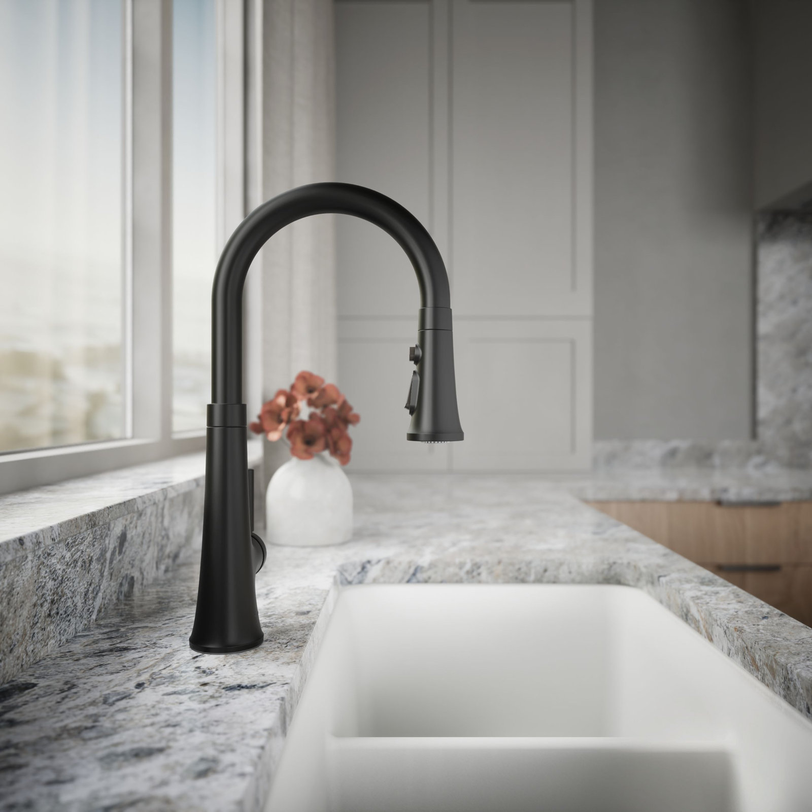 Tone Pull-Down Kitchen Faucet, Matte Black