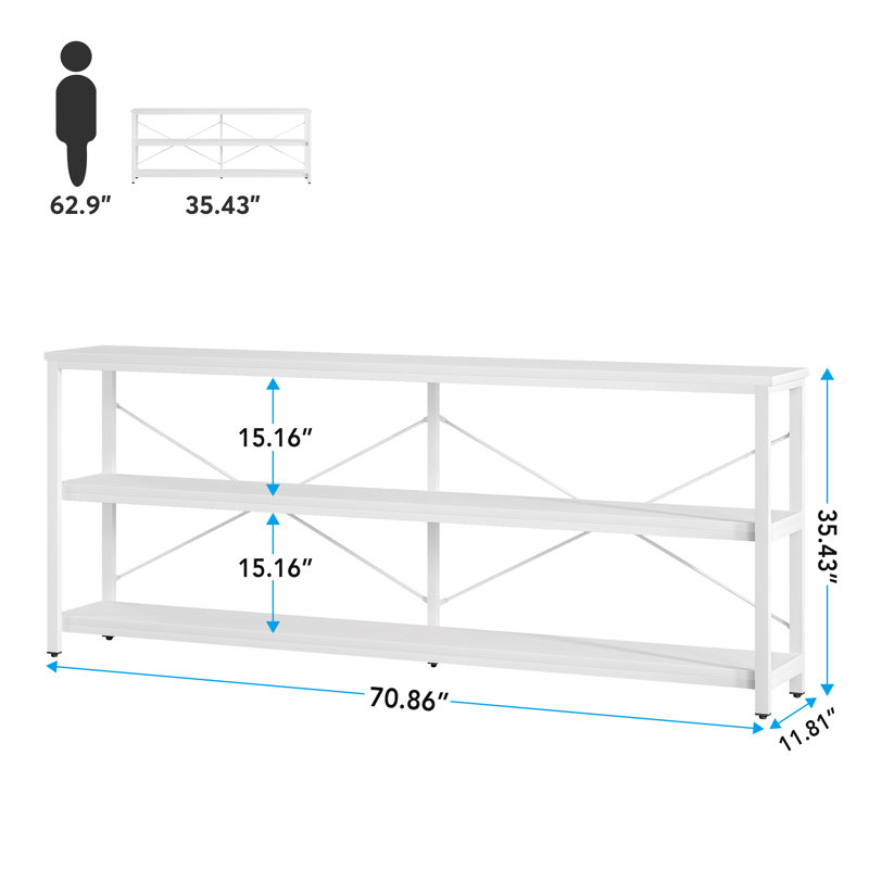 Jeyden Console Table Sofa Table, White Top/White Base