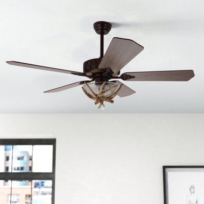 52" Farmhouse Antler Ceiling Fan with Light Kit , 6-Speed Reversible Mute Motor