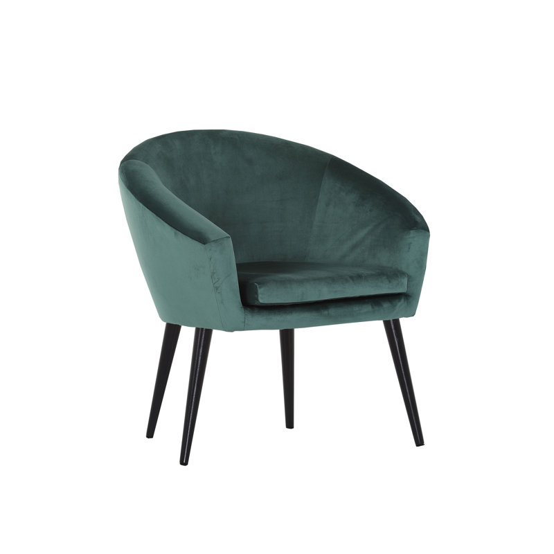Upholstered Barrel Chair, Dark Green, Beige
