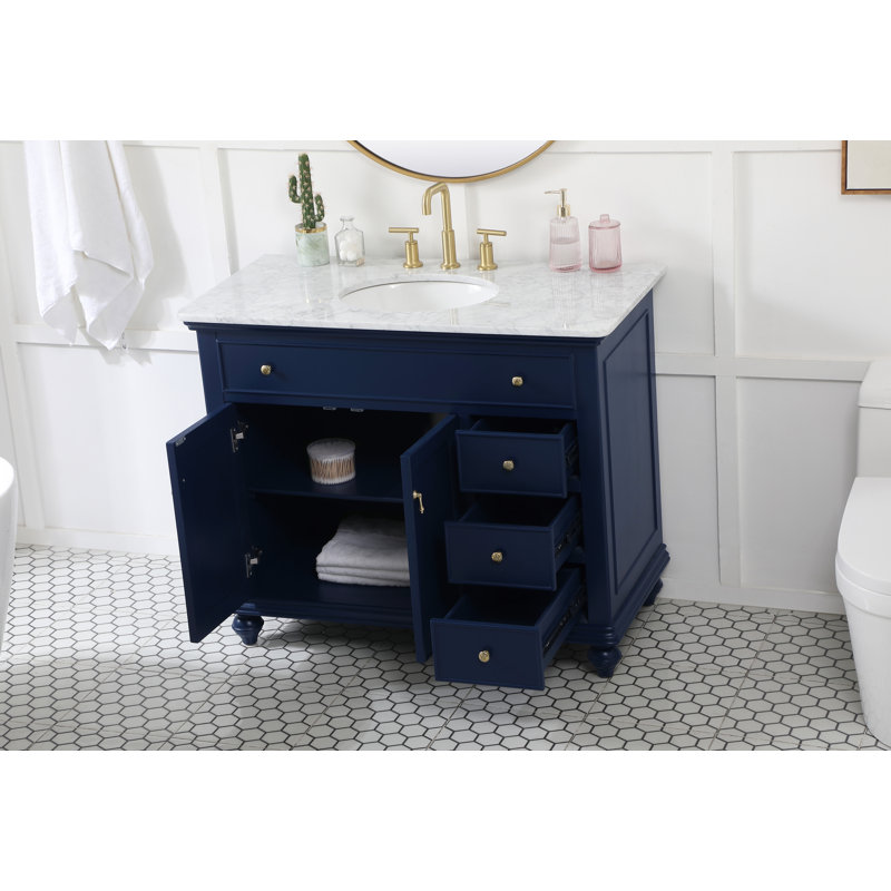 Ensemble de meuble-lavabo simple 42 po Otto, Bleu, Blanc / Gris