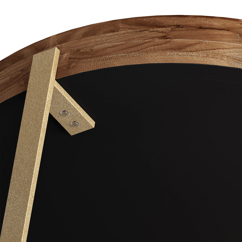 33.86"Modern Retro Splicing Round Coffee Table(Only Table), Walnut, 17.72" H x 33.86" L x 33.86" W, Gold