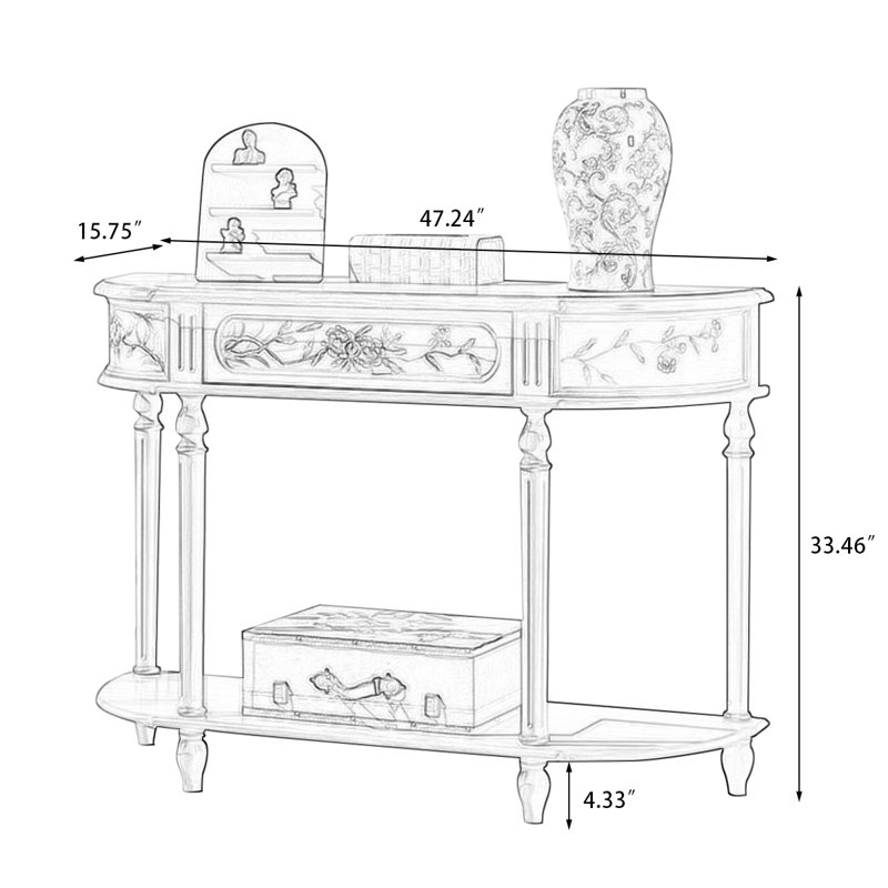Console rétro en bois massif vert
