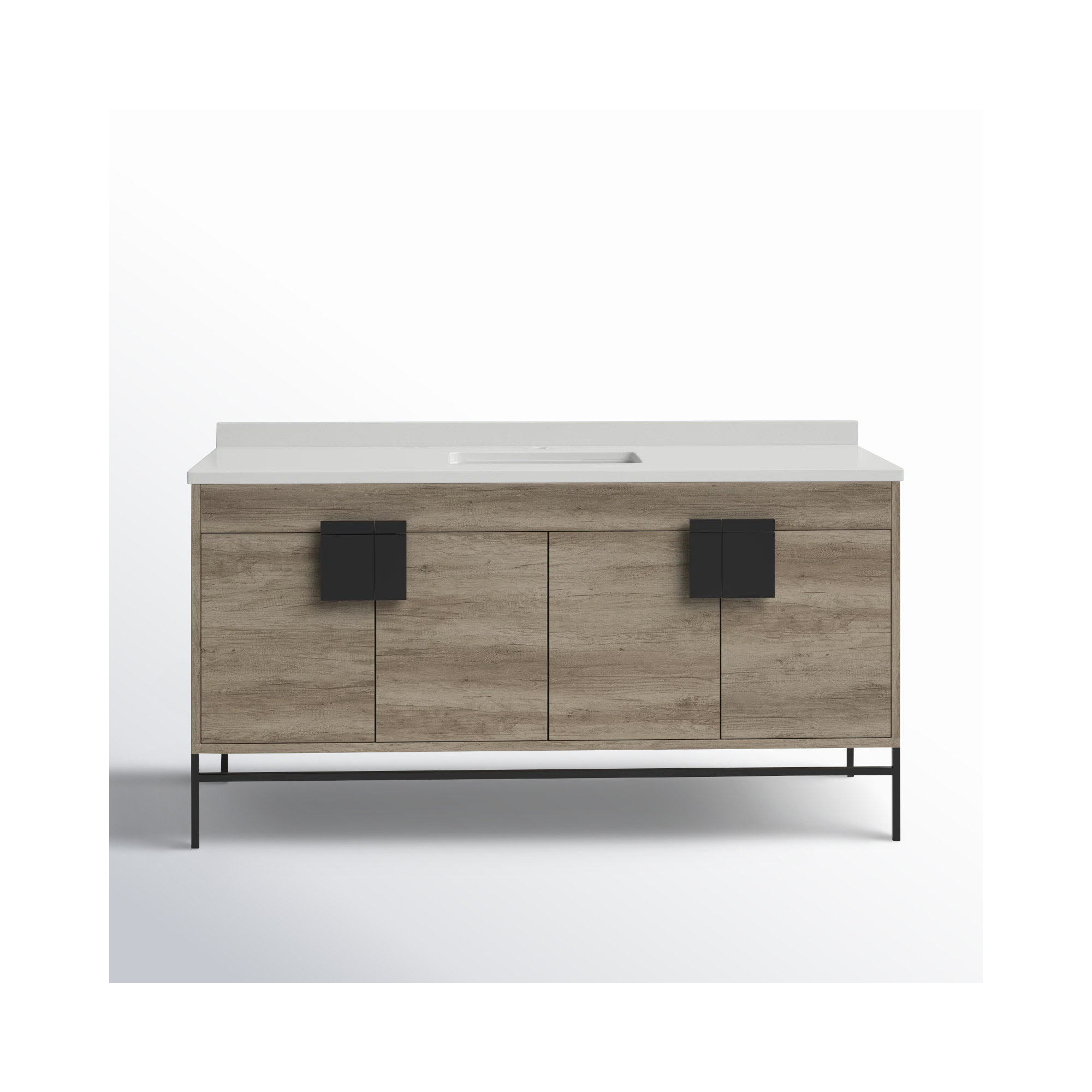 Maisie 60'' Single Bathroom Vanity, Grey, Black