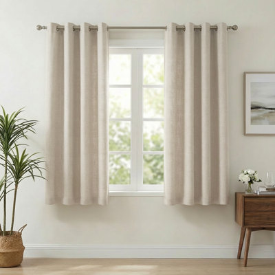  Semi Sheer Linen Curtains for Living Room, Light Filtering Window Panels Grommet Linen Textured Drape for Bedroom, 2 Panels