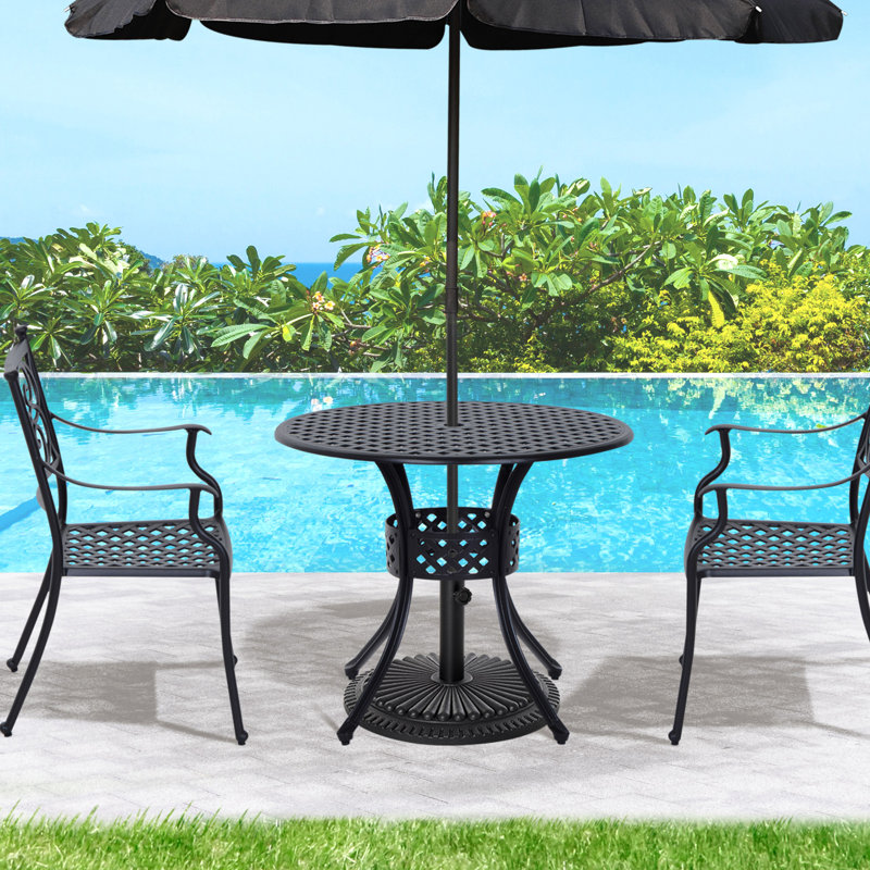 Table de salle à manger d'extérieur pour 6 personnes, table de patio rectangulaire, pieds en aluminium pour jardin, pelouse, patio, grain de bois noir