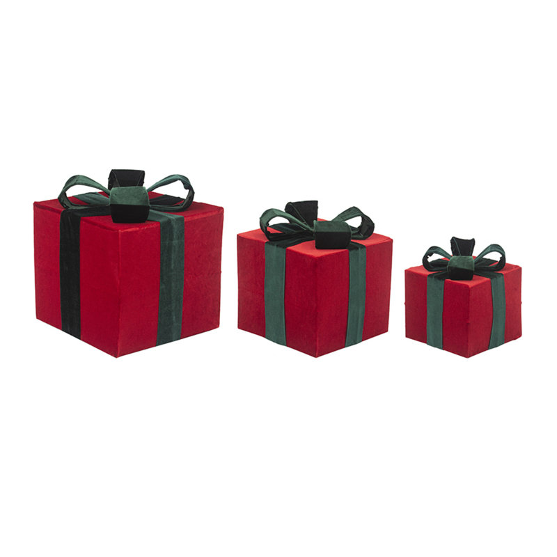 Boîte-cadeau - ensemble de 3 - rouge, vert