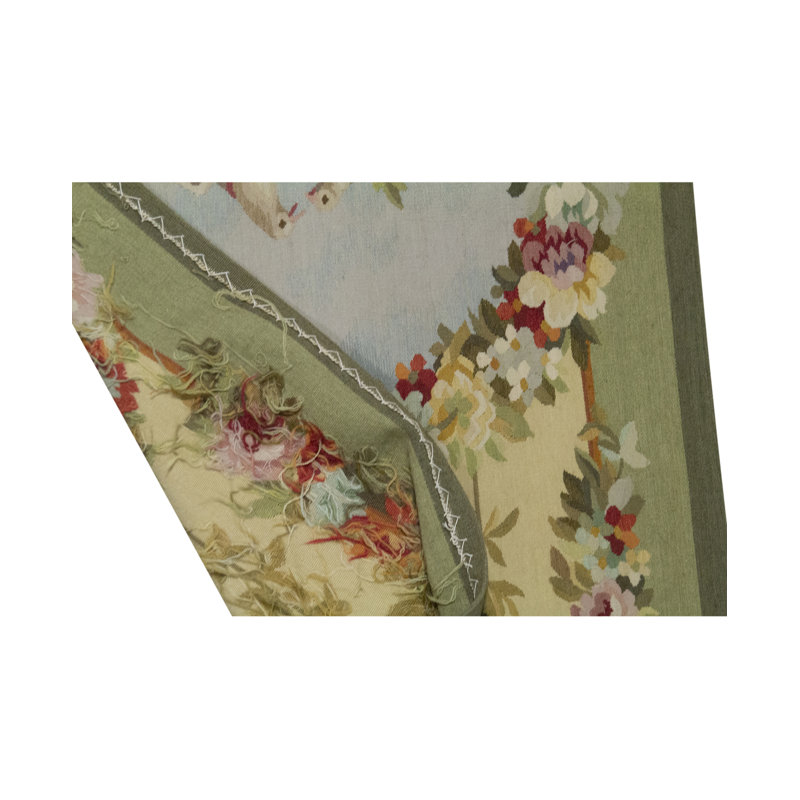 Hand-Knotted High-Quality Green Area Rug