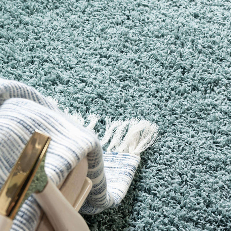 Eginhardt Shag Pure Area Rug, Oval 7'10" x 10', Slate Blue