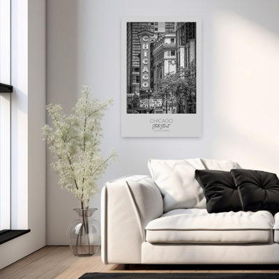 In Focus Chicago State Street Abstract Contemporary Architecture City Wall Art 1 Piece Wrapped Canvas Wall Art