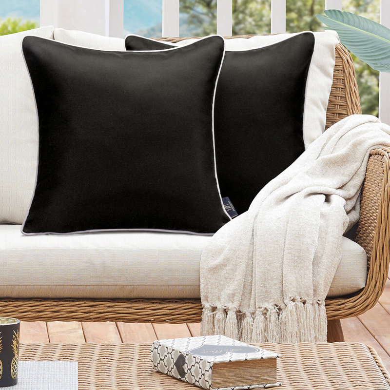 Housse de coussin d'extérieur Phantoscope, Carré 18 po, Noir, Polyester
