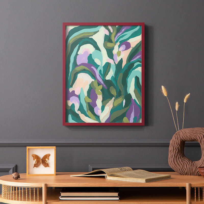 Jungle Wave I, reproduction encadrée - bois massif, Rouge, H 10 po x l 8 po