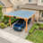 18.3 x 12.6 x 7.8 FT Heavy Duty Wooden Carport - Steel Slanted Hardtop Roof Gazebo, Multi-Functional Utility Outdoor Vehicle & Storage Shelter