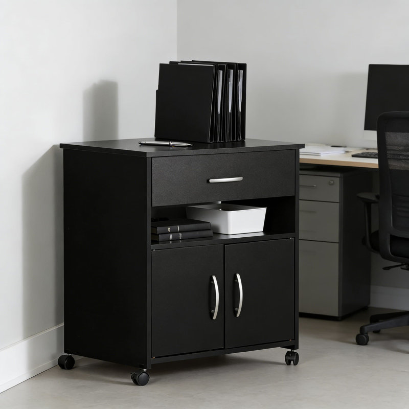 Support d'imprimante mobile avec tiroir de rangement et tablette réglable, chariot d'ordinateur roulant avec roulettes verrouillables pour l'organisation du bureau à domicile