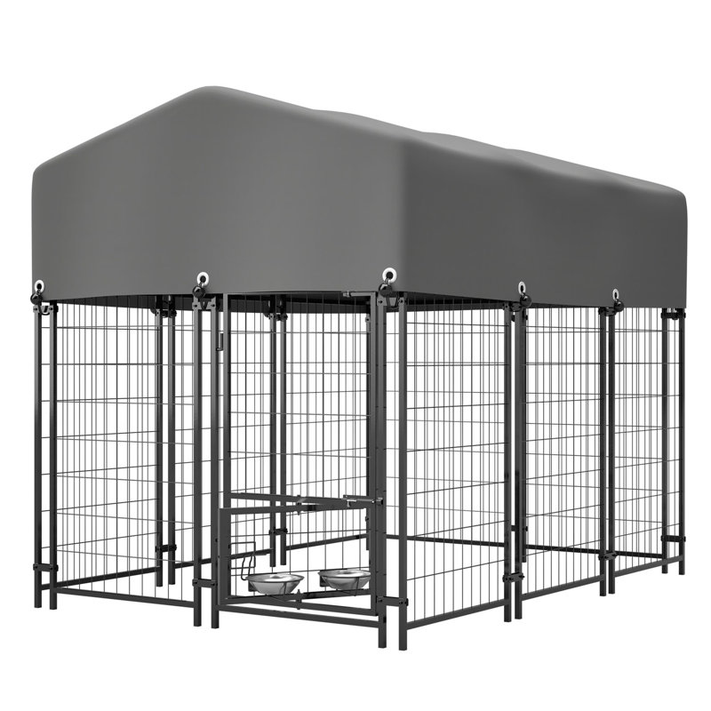 Cage d'extérieur pour chien avec chenil, H 58,01 po x l 50,81 po x P 69,81 po