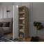 Armoire moderne scandinave, noyer clair et blanc, 15,7 po x 72,0 po x 17,7 po | 100% panneau de particules enduit de mélamine, épaisseur: 0,7 pouce | Nombreuses tablettes, conception murale, parfaite pour une organisation élégante