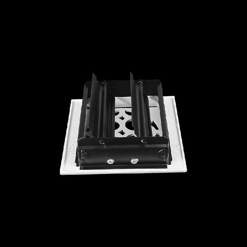Couvercle de ventilation en fonte d'aluminium, façade carrée 6 x 6, évent rond 4 po, VR100, avec registre, Blanc