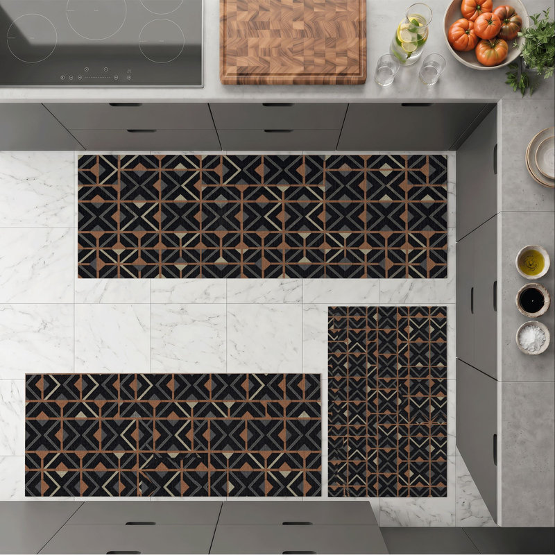 Geometric Pattern Non-Slip Washable Kitchen Mats