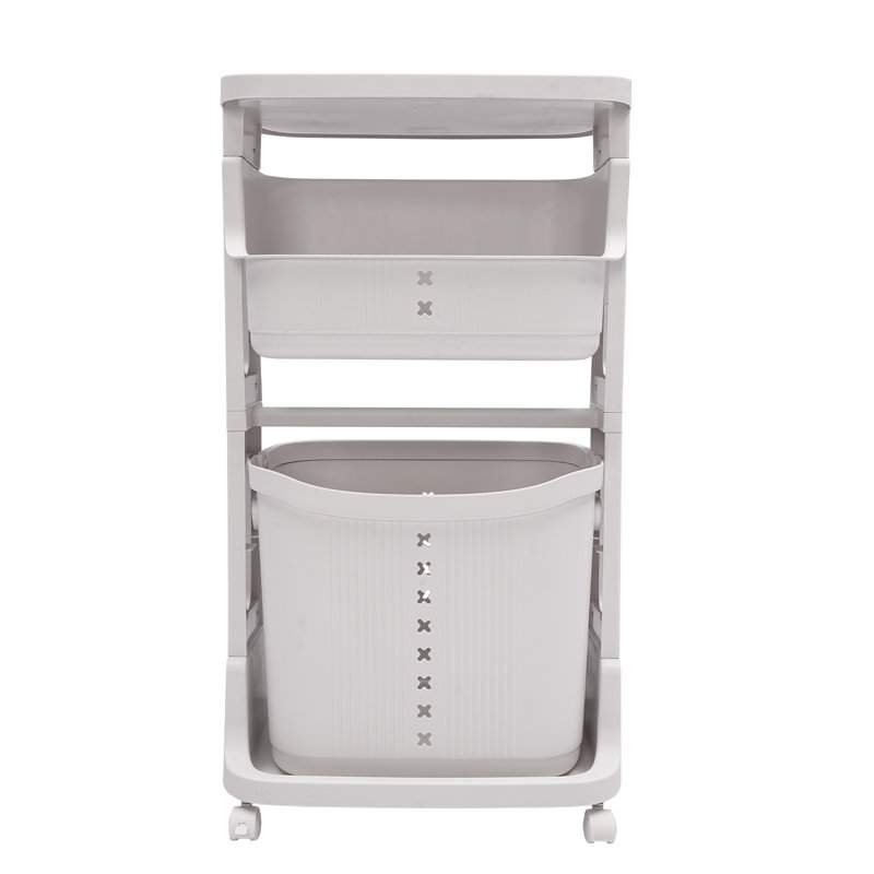 Paniers à linge portatifs (3 niveaux), Blanc