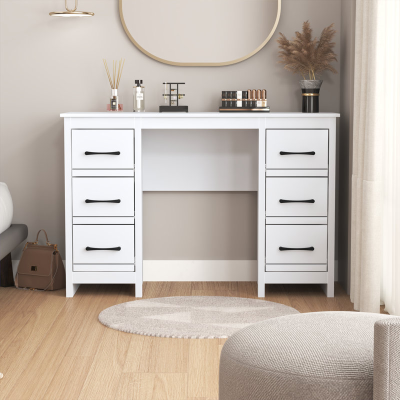 Alezae Dressing Table with 6 Drawers, White