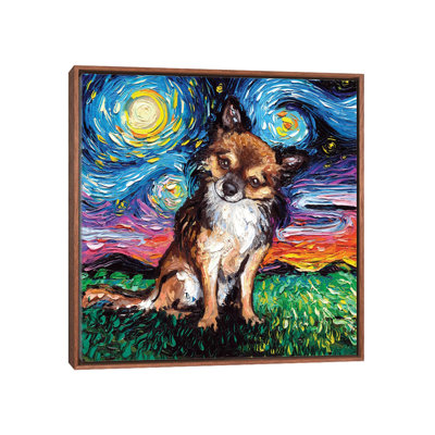 Long Haired Chihuahua Night by Aja Trier - Painting