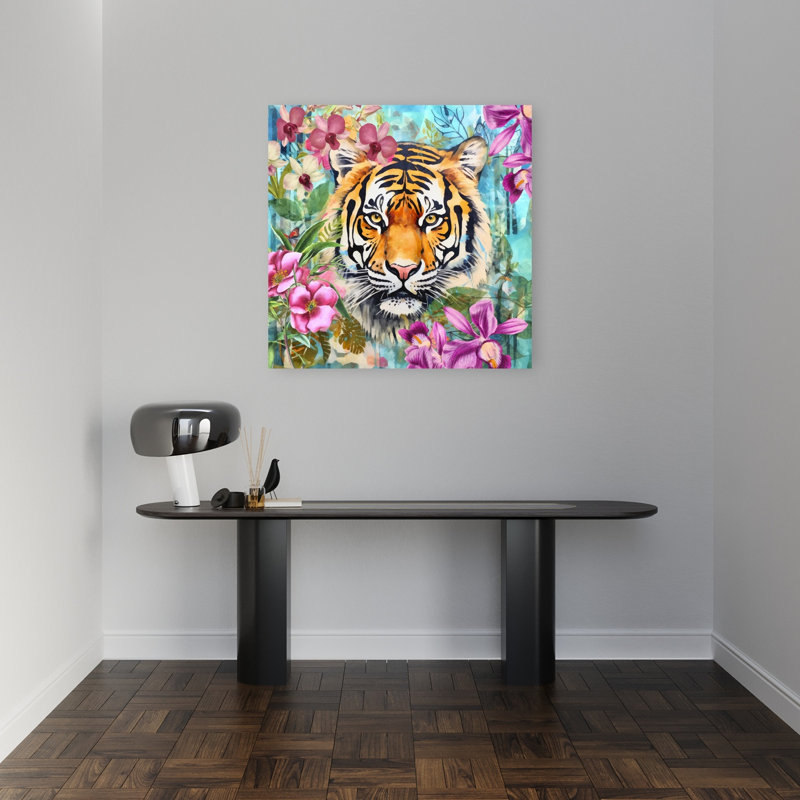 Jungle Tiger Bloom Colorful Vibrant Abstract Cat Orchid Tiger Nature Tropical Wall Art Print by Andrea Haase - Wrapped Canvas Print