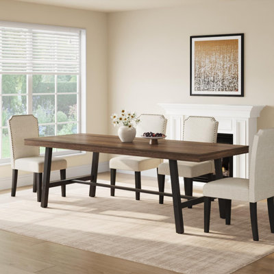 86.6" Industrial Dining Table for 8-10 – Large Kitchen Table with Metal Frame, Rectangular Counter
