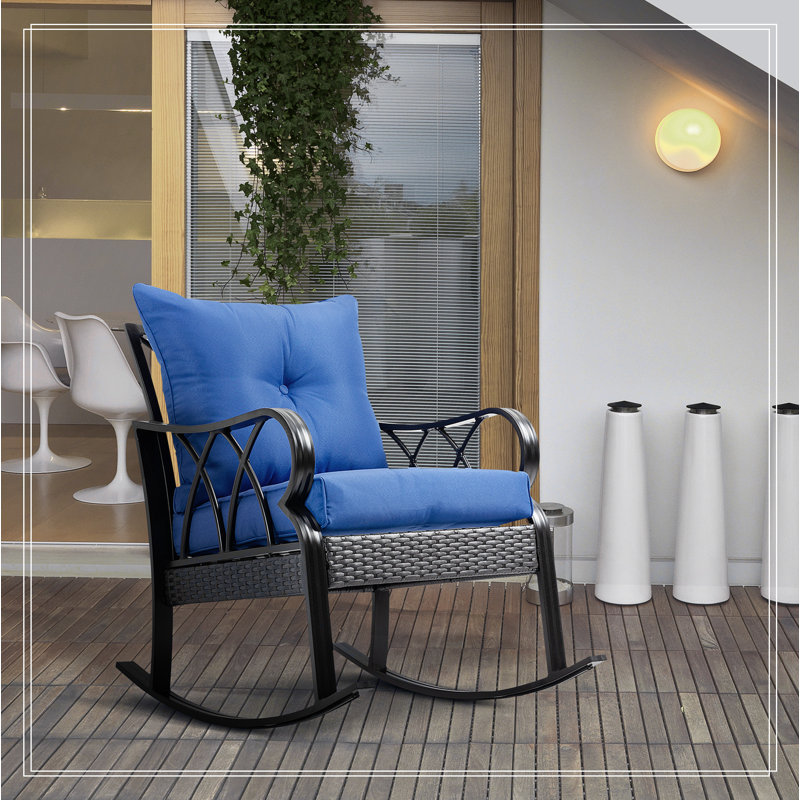 ErgoComfort Aluminum Rattan Rocking Chair with Cushions