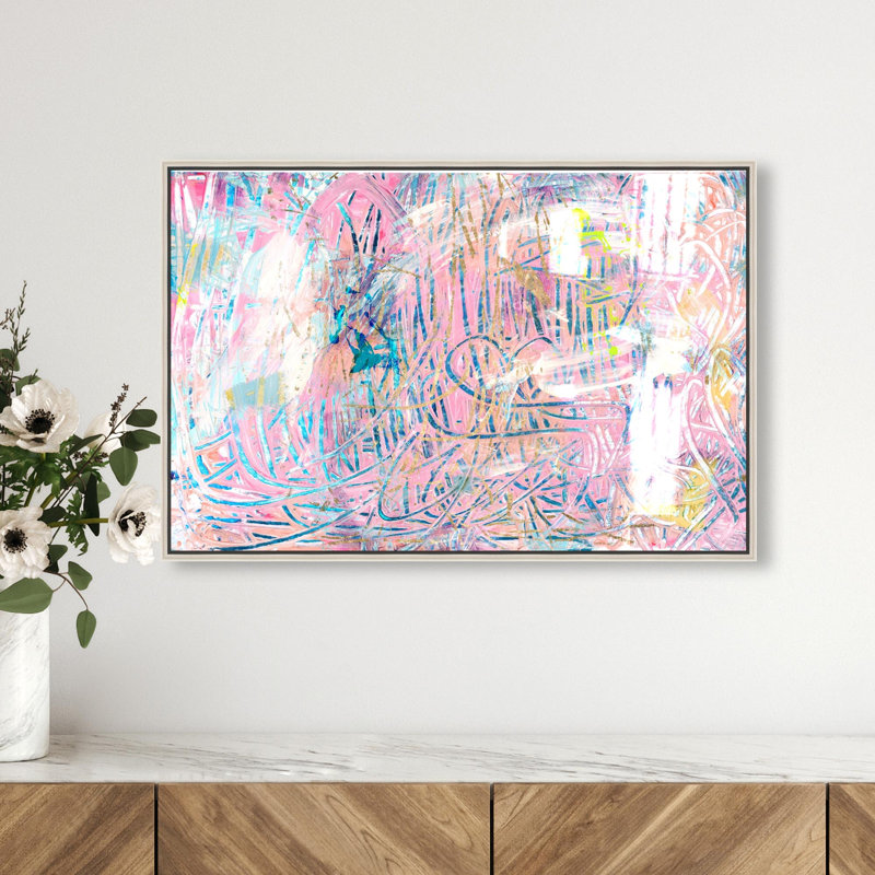 Oliver Gal Tenacious Spirit Abstract - Hand-Applied Glass Coat Framed Canvas Art, 16" H x 24" W, Silver