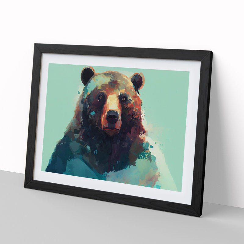 Bear - Framed Print, Black, 25cm H x 34cm W x 2cm D