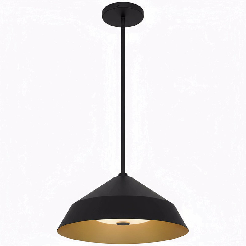 14 Inch Diameter Integrated Led Black Pendant, 6.39" H x 14" W x 14" D