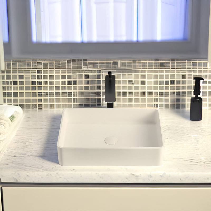 MONSFEST 13.7'' Solid Surface Rectangular Bathroom Sink